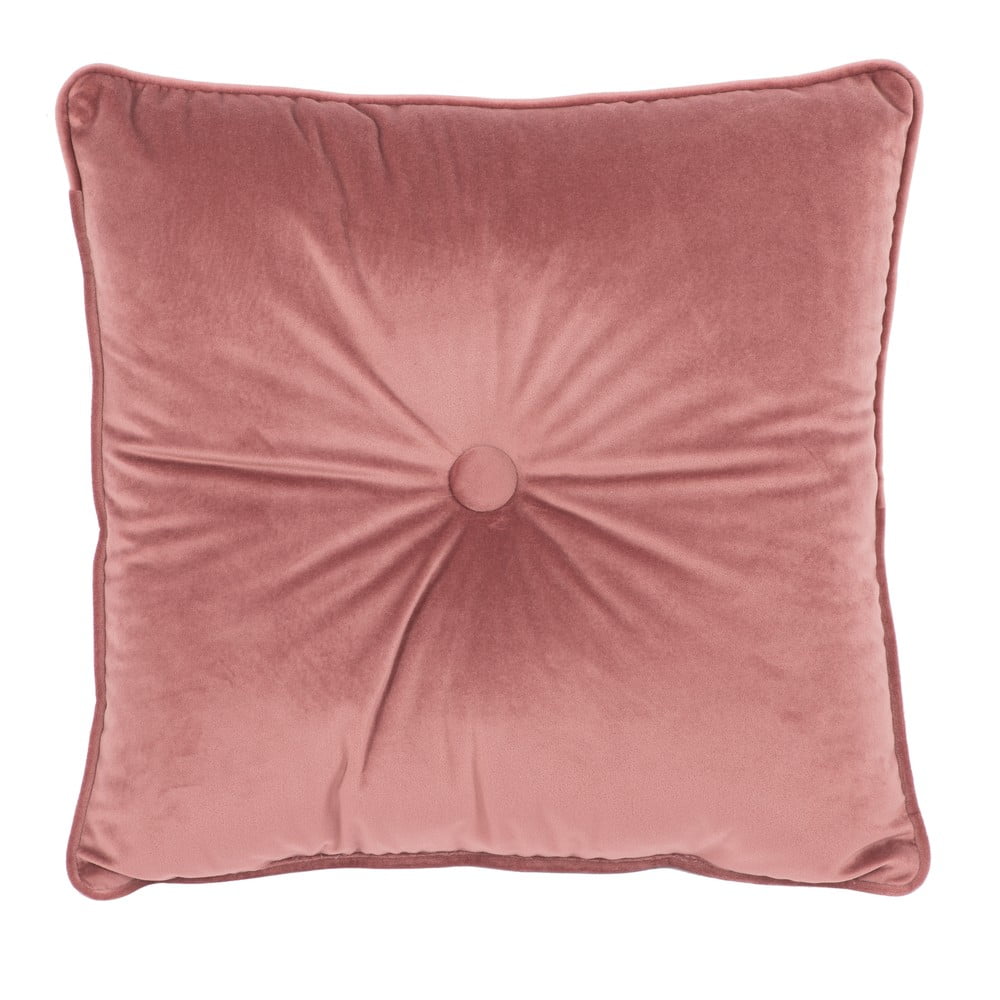 Różowa poduszka Tiseco Home Studio Velvet Button, 45x45 cm