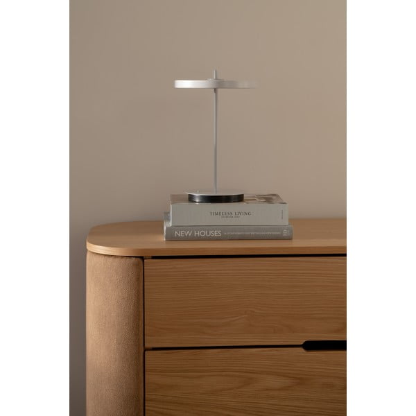 Jasnoszara metalowa lampa stołowa LED z metalowym kloszem (wysokość 31 cm) Asteria Move – UMAGE-image-1