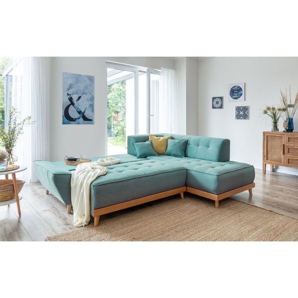 Turkusowy rozkładany narożnik (prawostronny) Dazzling Daisy – Miuform-image-4