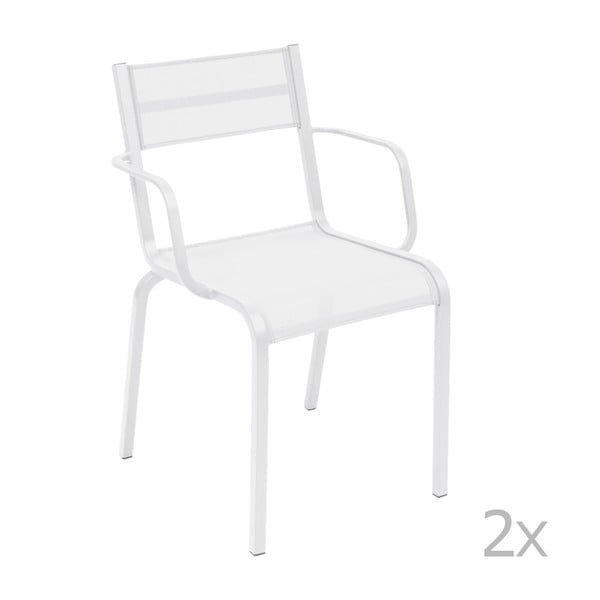 Komplet 2 białych metalowych krzeseł ogrodowych Fermob Oléron Arms