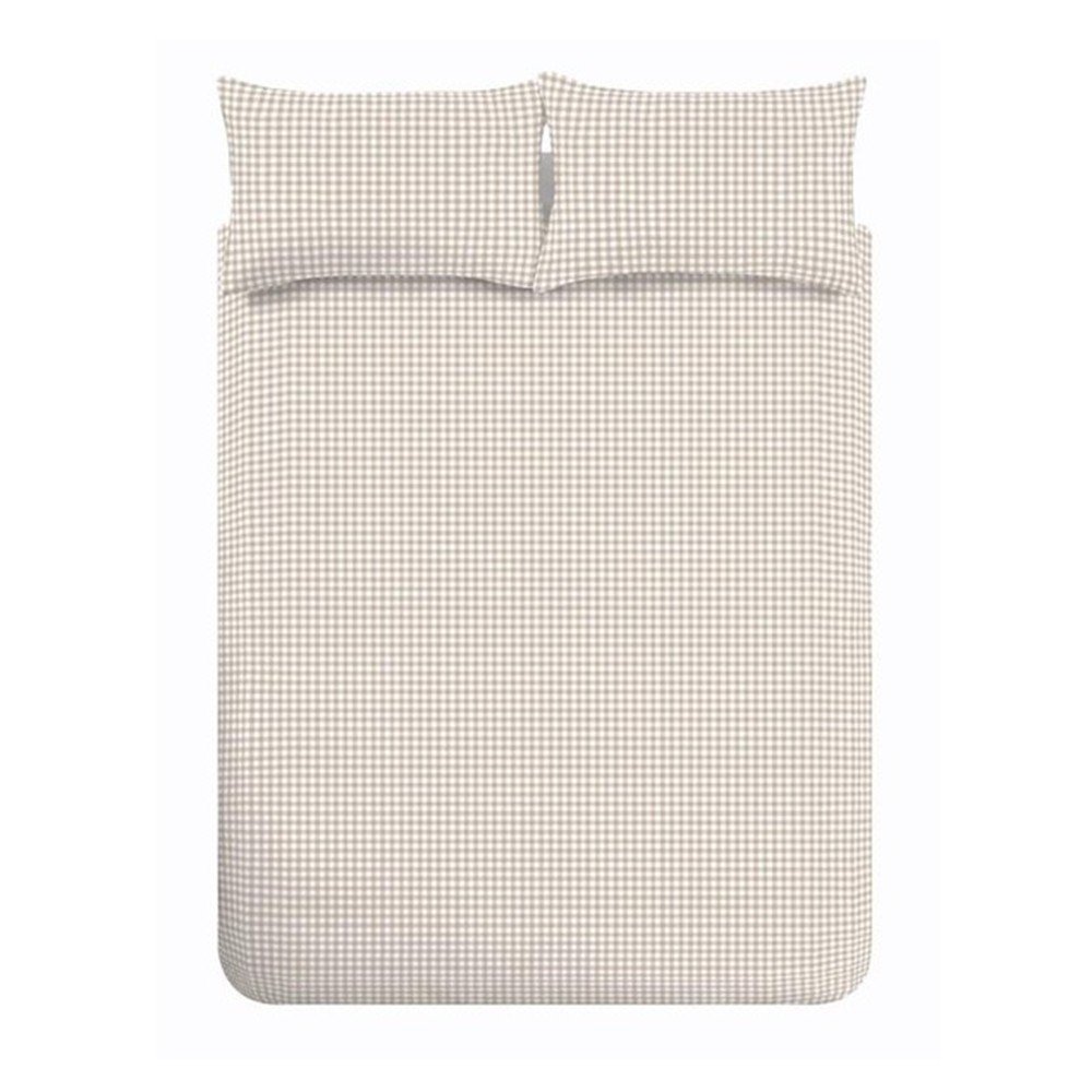 Beżowa pościel dwuosobowa 3-częściowa 230x220 cm Bamford Gingham Check – Catherine Lansfield