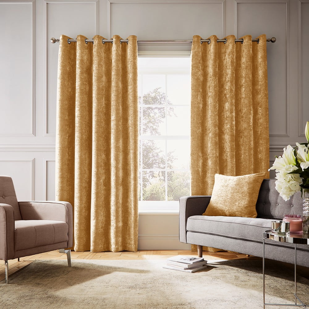 Żółte zasłony termiczne z szenilu zestaw 2 szt. 168x229 cm Selene Luxury Chenille – Hyperion (zdjęcie 5)
