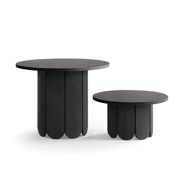 Czarny okrągły stolik w dekorze dębu ø 78 cm Soft – Woodman-image-3