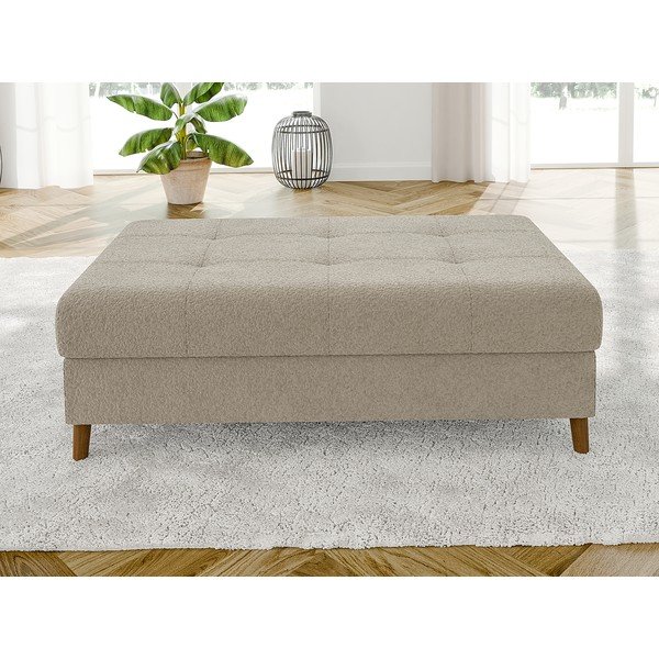 Beżowy podnóżek z materiału bouclé Ariella – Ropez-image-1