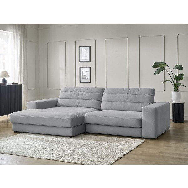 Jasnoszary aksamitny narożnik (lewostronny/z szezlongiem) Sierra – Bobochic Paris-image-1