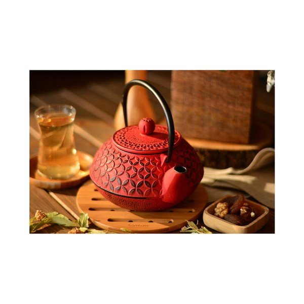 Czerwony czajnik żeliwny Bambum Taşev Linden, 800 ml-image-1