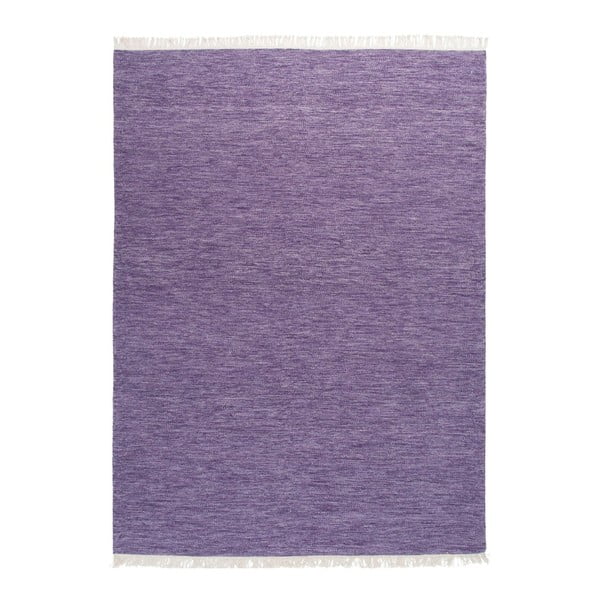 Fioletowy dywan wełniany ręcznie tkany Linie Design Solid, 90x160 cm
