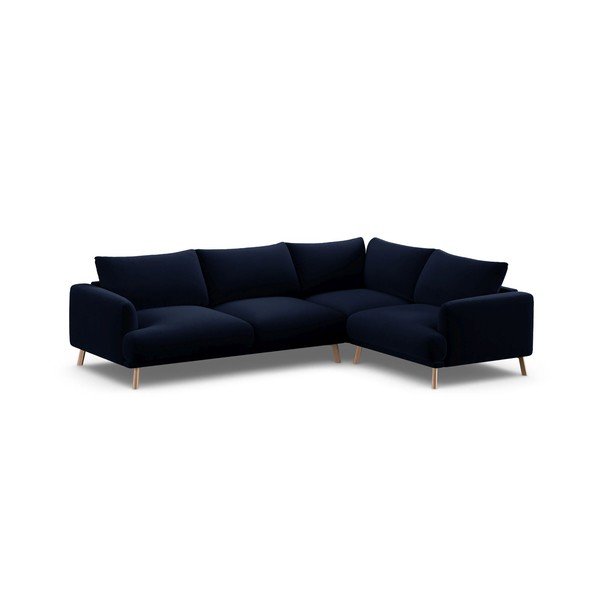 Ciemnoniebieski aksamitny narożnik (prawostronny/w kształcie litery L) Naomi – Micadoni -image-2