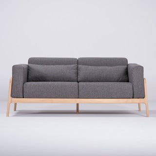 Ciemnoszara sofa z konstrukcją z litego drewna dębowego Gazzda Fawn, 180 cm