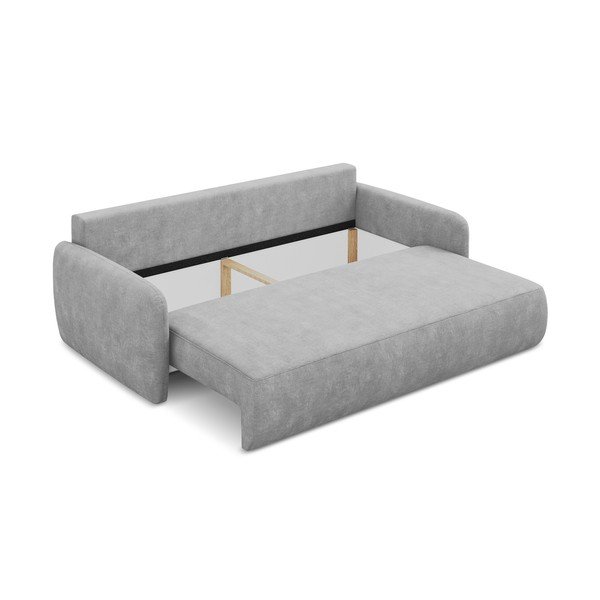 Jasnoszara rozkładana sofa z tkaniny szenilowej ze schowkiem 218 cm Lilo – Makamii-image-3