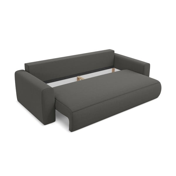 Ciemnoszara aksamitna rozkładana/ze schowkiem sofa 238 cm Kapua – Makamii-image-4