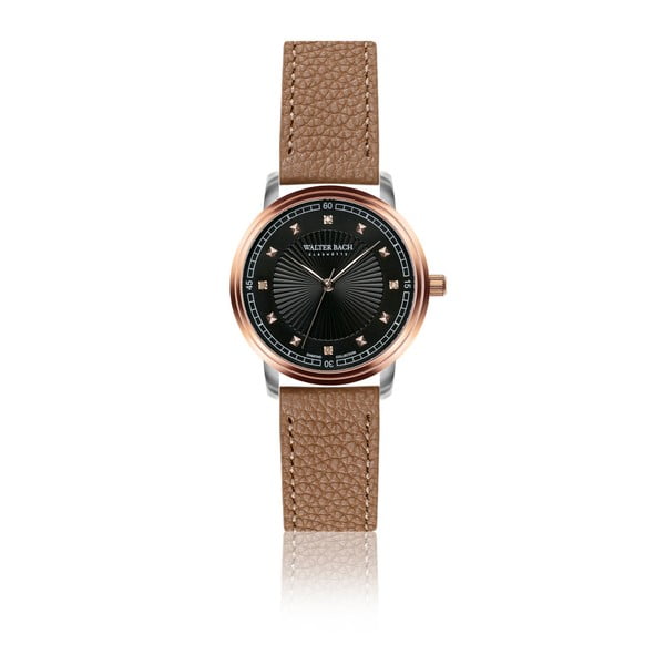 Damski zegarek z brązowym paskiem ze skóry naturalnej Walter Bach Millo