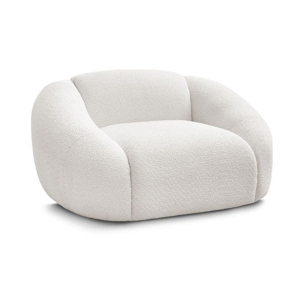 Biały fotel z materiału bouclé Tina – Bobochic Paris