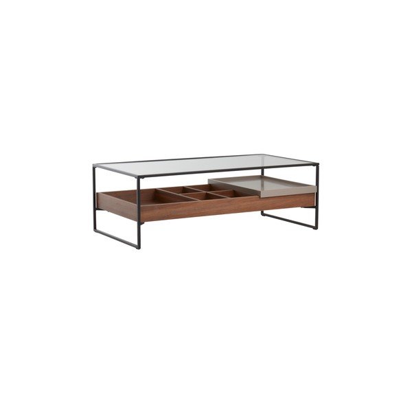 Stolik ze szklanym blatem w ciemnym naturalnym kolorze 60x120 cm Sveg – Jotex
