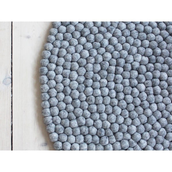 Stalowoszary wełniany dywan kulkowy Wooldot Ball Rugs, ⌀ 90 cm