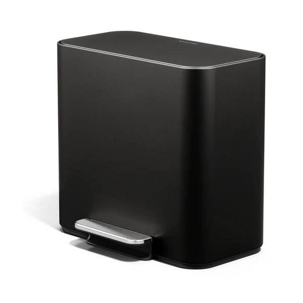 Stalowy kosz na śmieci do segregacji odpadów/z pedałem w kolorze matowej czerni 15 l Dual Mini – simplehuman