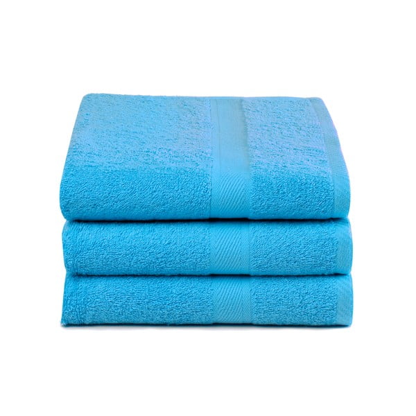 Zestaw 3 niebieskich ręczników Ekkelboom, 70x140 cm