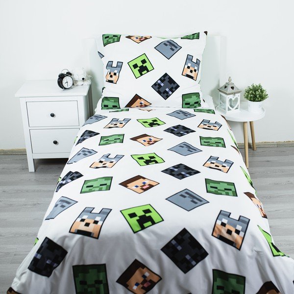 Zielona pościel dziecięca jednoosobowa z mikrowłókna 140x200 cm Minecraft Block Stack – Jerry Fabrics-image-2