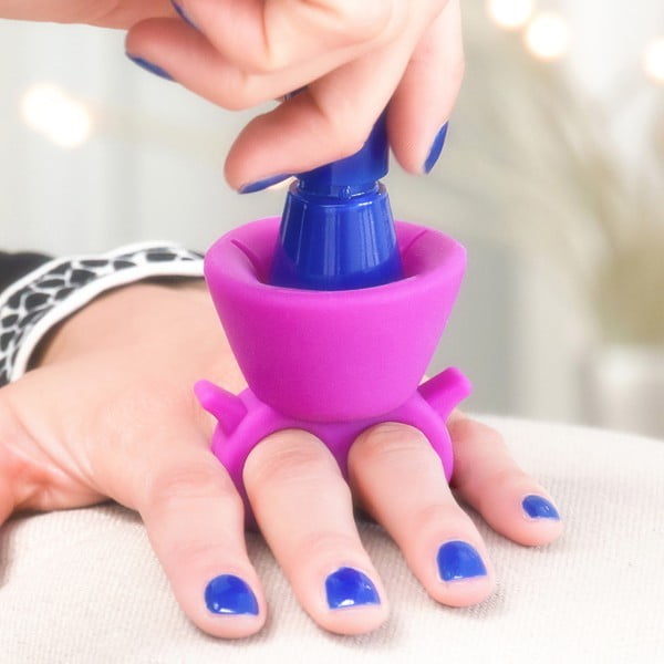Fioletowy uchwyt na lakier do paznokci InnovaGoods Home Nail Salon