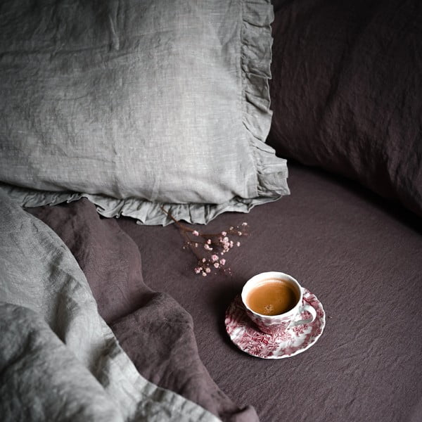 Różowobrązowe lniane prześcieradło 180x260 cm Ashes of Roses – Linen Tales-image-3