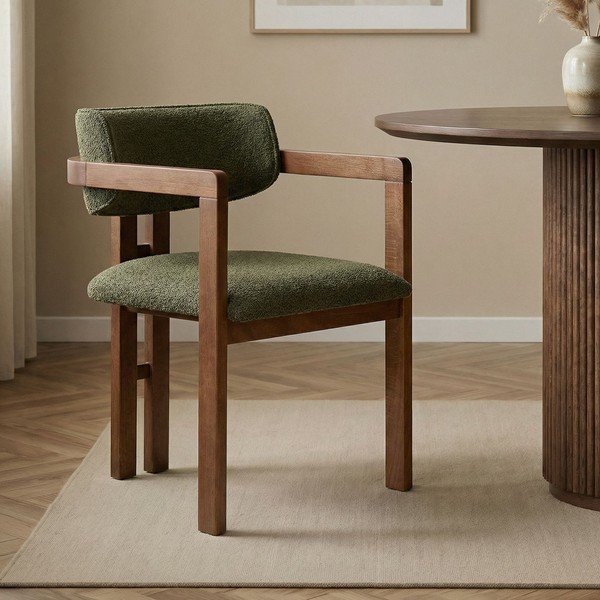 Ciemnozielony fotel jadalniany z podłokietnikami Toscana – Kalune Design-image-1