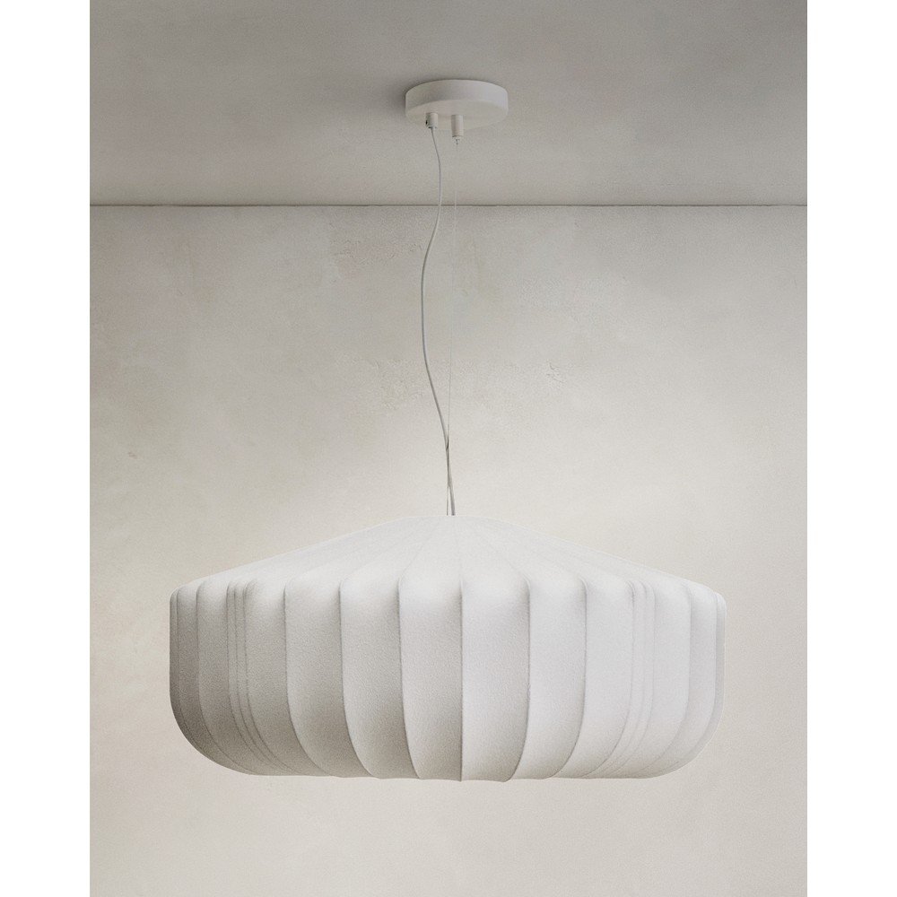 Biała lampa sufitowa z tekstylnym kloszem ø 76 cm Somar – Kave Home (zdjęcie 4)