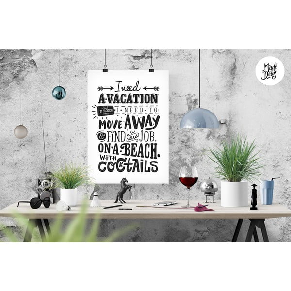 Plakat Vacation Black & White, A3