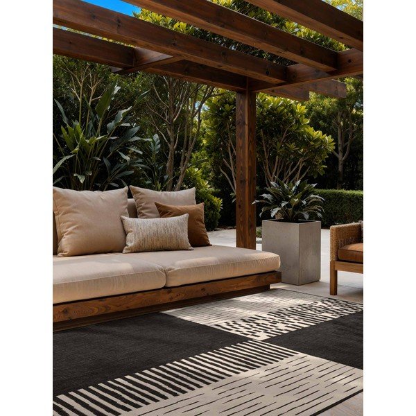 Czarny/kremowy dywan odpowiedni na zewnątrz 120x170 cm Haringey Acacia – Ted Baker-image-1