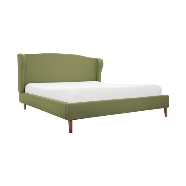 Zielone łóżko z naturalnymi nogami Vivonita Windsor, 180x200 cm