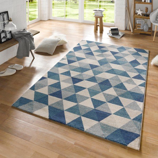 Dywan Schöngeist & Petersen Diamond Triangle Blue, 80 x 150 cm-image-1