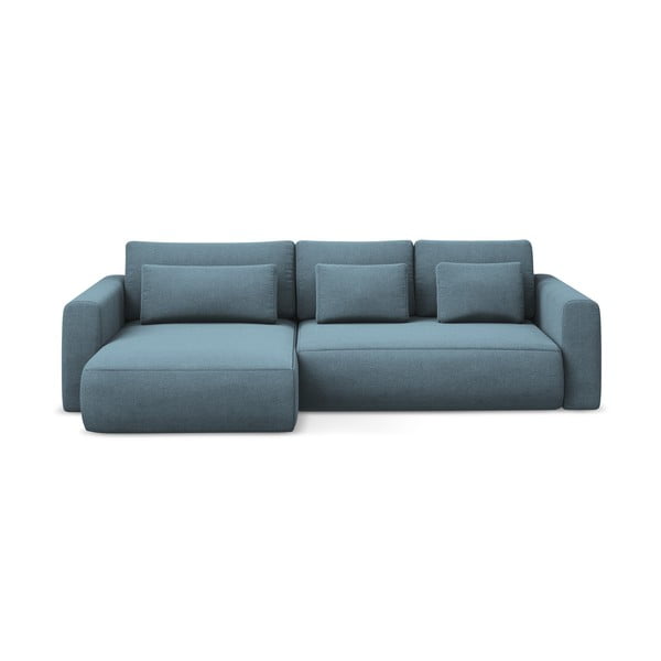 Jasnoniebieski rozkładany/ze schowkiem narożnik (lewostronny/z szezlongiem) Kapua – Makamii