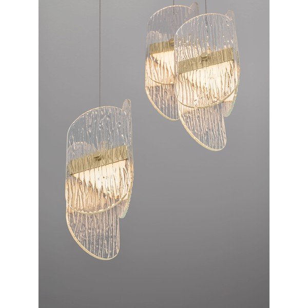 Metalowa lampa wisząca LED ze ściemniaczem w kolorze mosiądzu ze szklanym kloszem ø 32 cm Lucien – Nova Luce-image-3