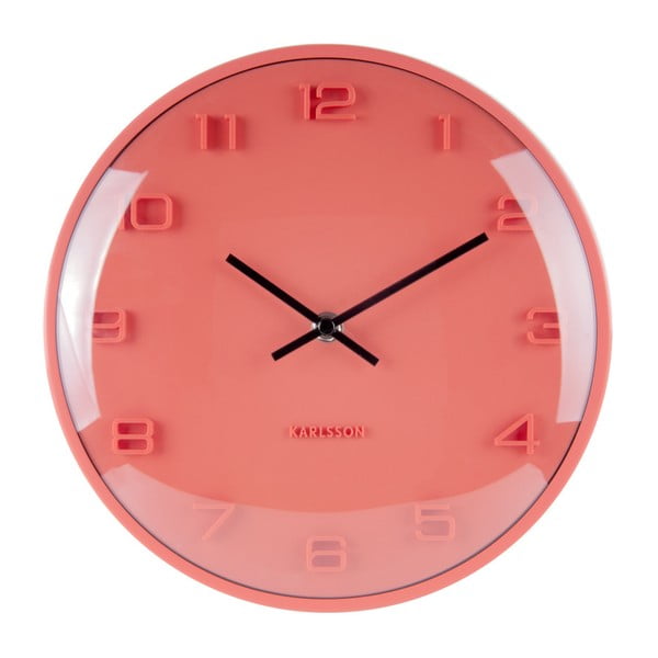 Jasnoczerwony zegar Karlsson Elevated, ⌀ 25 cm