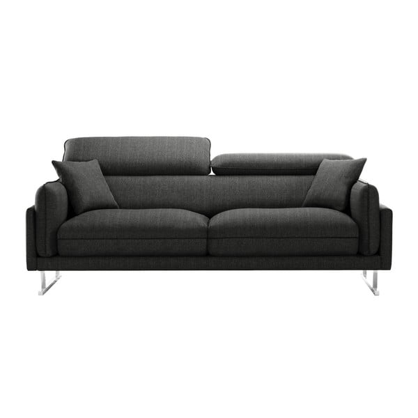 Antracytowa sofa 3-osobowa z czarnym wykończeniem L'Officiel Gigi