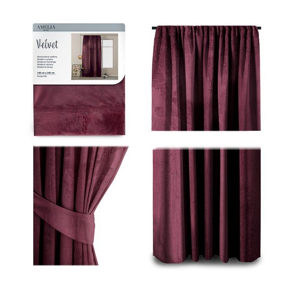 Fioletowa aksamitna zasłona AmeliaHome Velvety, 245x140 cm-image-1