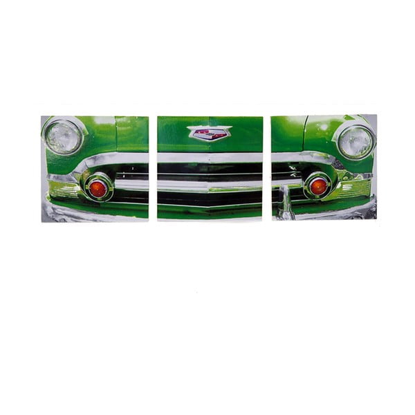Obraz na drewnie Green Vintage Car, 30x93 cm