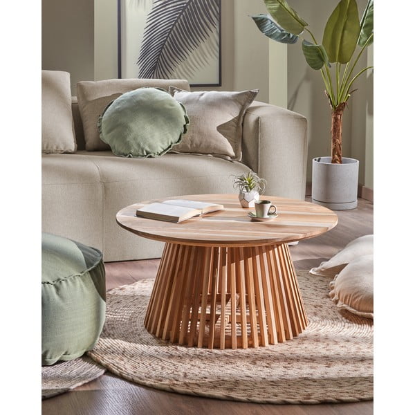 Stolik z drewna tekowego Kave Home Irune, ⌀ 80 cm-image-2