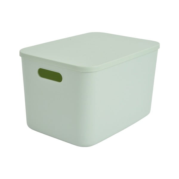 Jasnozielony plastikowy pojemnik z pokrywką 35,5x25,5x23 cm – Homéa