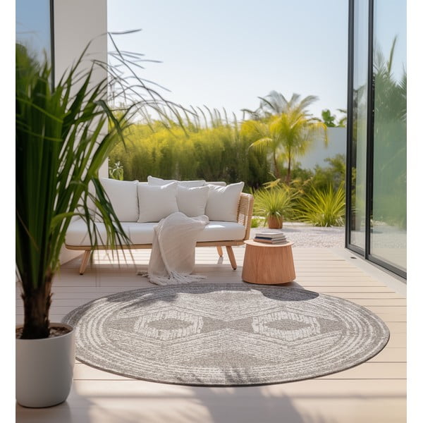 Brązowo-kremowy okrągły dywan odpowiedni na zewnątrz ø 100 cm Gemini – Elle Decoration-image-3