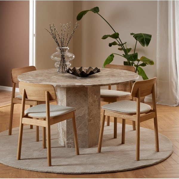 Jasnobrązowy marmurowy okrągły stół ø 130 cm Naxos – Actona-image-1