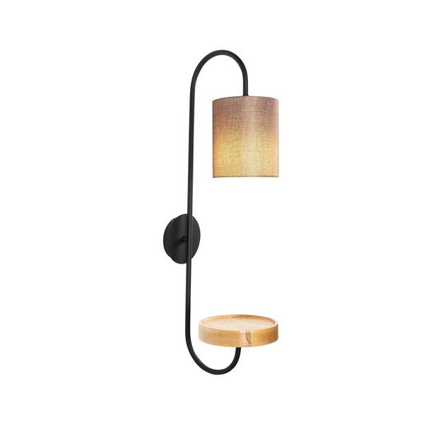 Czarny metalowy kinkiet z ciemnobrązowym kloszem Opviq lights Marylena-image-3