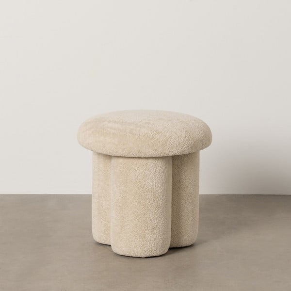 Beżowy puf z materiału bouclé – Ixia-image-1