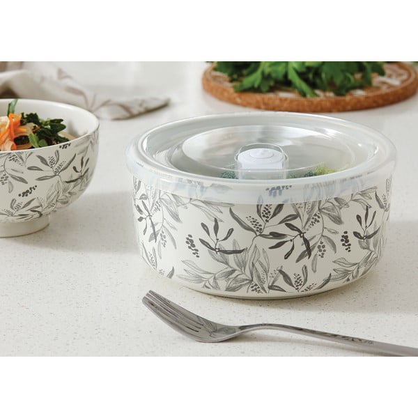 Beżowy pojemnik na żywność z kamionki Ladelle Grown Leaf-image-1