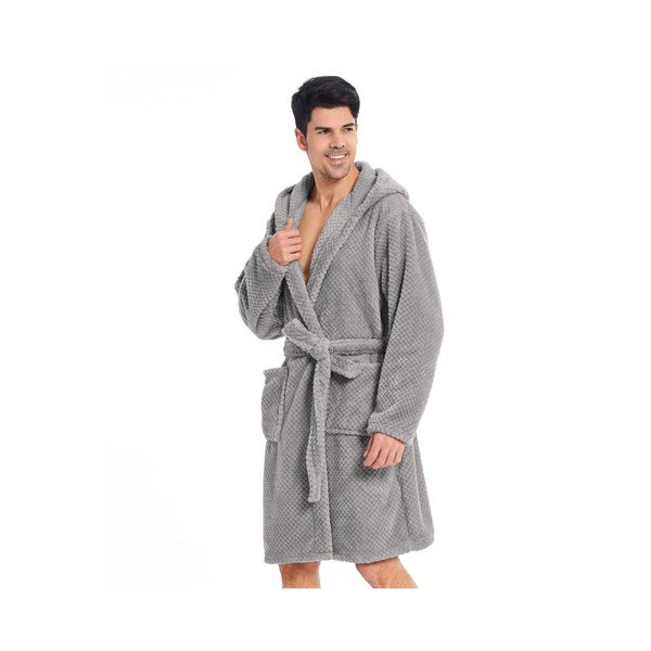 Jasnoszary szlafrok z mikrowłókna unisex DecoKing Sleepyhead, rozm. XXL-image-2