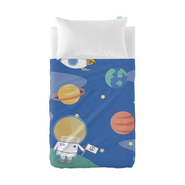 Komplet prześcieradła i poszewki na poduszkę z czystej bawełny Happynois Astronaut, 100x130 cm