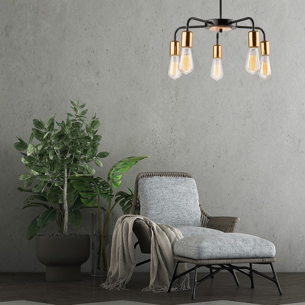 Czarna lampa wisząca z metalowym kloszem ø 45 cm Erica – LAMKUR-image-3