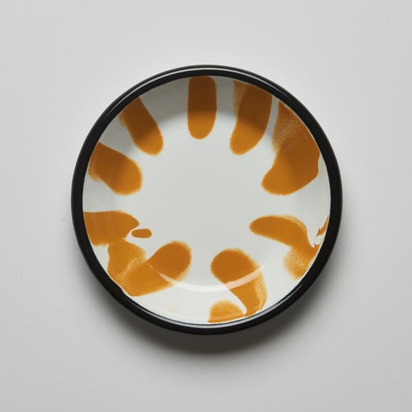 Pomarańczowo-biały talerz emaliowany Kapka Little Color, Ø 12 cm