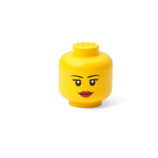 Żółte pudełko w kształcie głowy LEGO® girl, 10,5x10,6x12 cm