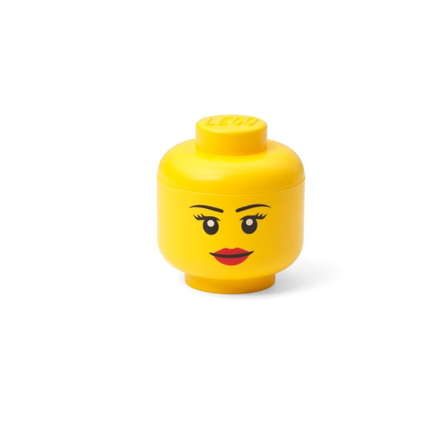 Żółte pudełko w kształcie głowy LEGO® girl, 10,5x10,6x12 cm