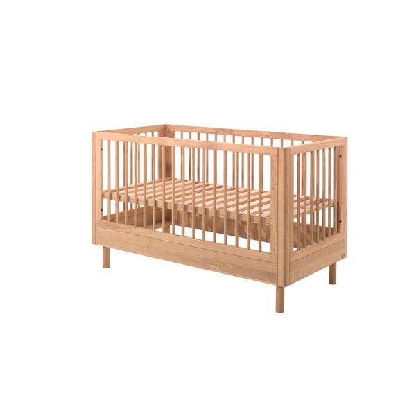 Łóżeczko z litego drewna dębowego 70x140 cm w naturalnym kolorze Forrest – Vipack-image-3